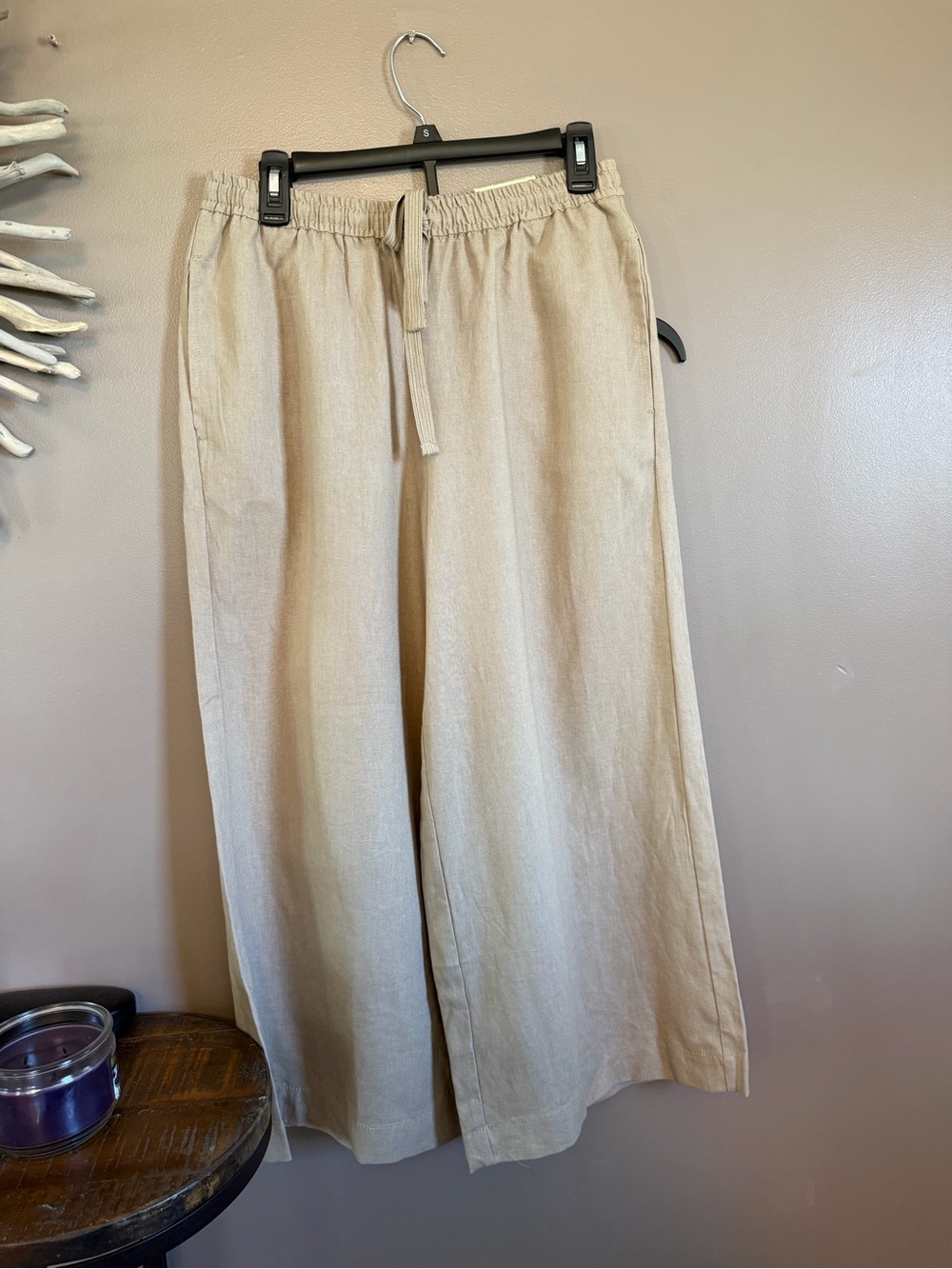 Max Studio Rayon Linen‎ Blend Wide Leg Cropped Pants